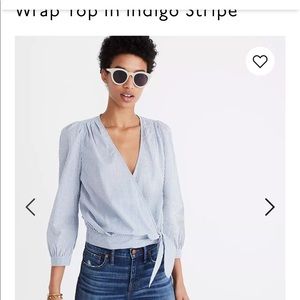 MADEWELL Wrap top in Indigo Stripe